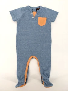 7 For All Mankind Short Sleeve Footed Romper Blue Orange Baby Boy 3-6 months - Picture 1 of 6