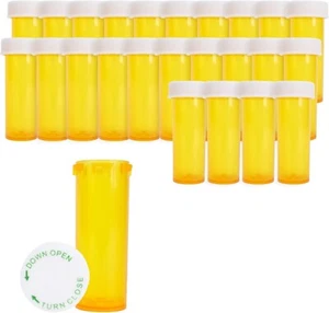Plastic Amber Medicine Pill Bottles, Push Down and Turn, 6 Dram, 25 Pack - Picture 1 of 6