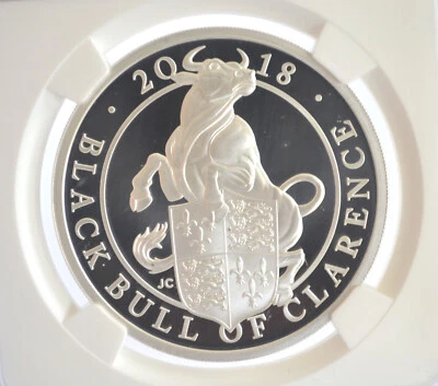 2018 Great Britain Queens Beasts Black Bull  1oz Silver Coin NGC PF7OUC 1 OF 250 - Image 1 of 4