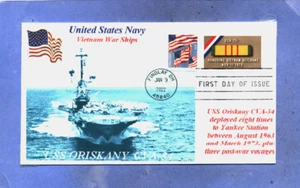 USS ORISKANY CVA-34 guerra Vietnam portaerei blu foto cachet primo giorno PM - Foto 1 di 1