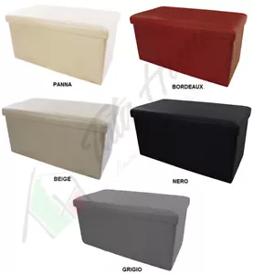Pouf Pouff Contenitore ECOPELLE Sgabello Poggiapiedi Panca Misura GRANDE - Foto 1 di 7