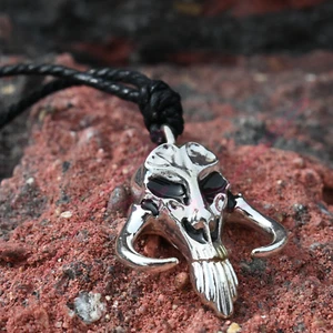 Mythosaur Star Wars Necklace Shiny Silver Mandalorian Design Pendant Pullcord - Picture 1 of 5
