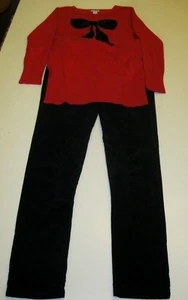 HARTSTRINGS Size 14-16 Red Holiday Sweater & Black Sz 16 Corduroy Slim Leg Pants - Picture 1 of 7