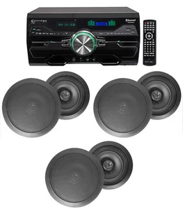 4000w Home Theater DVD Receiver w/Bluetooth/USB+(5) Black 8" Ceiling Speakers - Picture 1 of 10