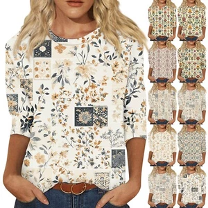 Women's Round Neck Short Sleeved Daily Fashion Casual Printed Loose T-Shirt - Picture 1 of 39