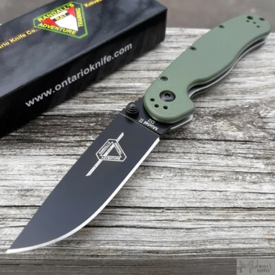 Ontario RAT II Folding Pocket Knife 3" D2 Tool Steel Blade Green OD Nylon Handle - Image 1 of 4