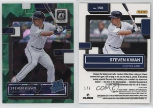 2022 Panini Donruss Optic Rated Green Cracked Ice Prizm /7 Steven Kwan Rookie RC