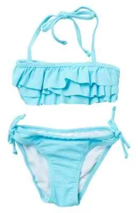 New SNAPPER ROCK Neon Aqua Ruffle Bandeau Bikini, Size 2T, Baby Girl's Swimwear - Picture 1 of 1