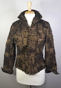Samuel Dong Art to Wear 3D Geometric V-Neck Zip Stretch Jacket Blazer large - Picture 1 of 8