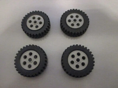 Lego; 4 Stück; Reifen 13 x 24; Felge; grau; Technic; 2695; 43mm Hoch; (A) - Bild 1 von 4