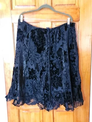 Elementz женщин черный бархат на трапеции юбка середины икры с подкладкой размер 1 X новый без ЯРЛЫКОВ  - Изображение 1 из 4