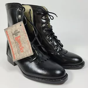 Laredo Youth Girl Western Boots Black Roper Cowgirl Leather Kiltie USA Choose Sz - Picture 1 of 9