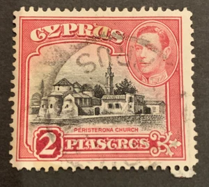 1938 George VI 2pi Red Black FU Cyprus Commonwealth Stamp - Picture 1 of 2