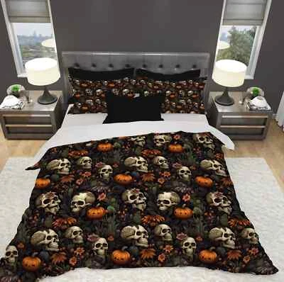 Dead Harvest Garden Duvet Cover or Pillow Shams: Skull Bedroom Decor by Durazza - Image 1 of 4