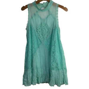 Free People FP One Damen Angel Spitzenkleid ärmellos türkis türkis Größe L - Bild 1 von 22