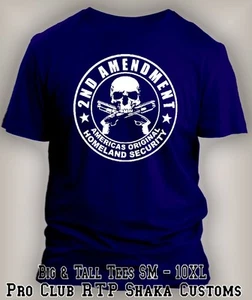 Mens 2nd Amendment Americas Original Security  Pro Club Shaka Tee Shirt Big Tall - Picture 1 of 14