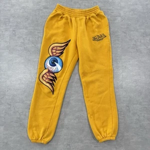 Y2K Von Dutch Jogginghose Sweathose Augapfelflügel Herren Größe Medium gelb Taschen - Bild 1 von 18