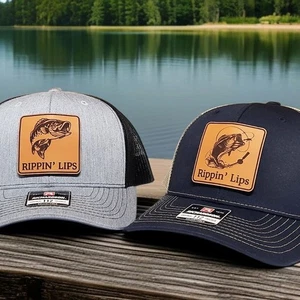 Funny Fishing Hat, Rippin Lips Trucker Hat, Fishermen Gift for Dad Husband, Camo - Picture 1 of 9
