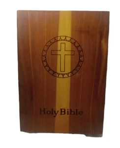 Vintage Holy Bible Wooden Storage Box With Bible - Picture 1 of 4