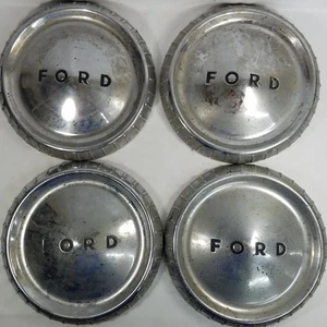 4 Vintage Ford Falcon Econoline Hubcaps 1960 1961 1962 1963 Dog Dish Poverty - Picture 1 of 13