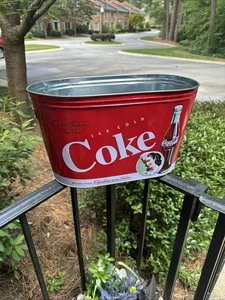 Retro Coca-Cola Metall geprägt Party Eiskübel verzinktes Metall 16" x 9,5" - Bild 1 von 3