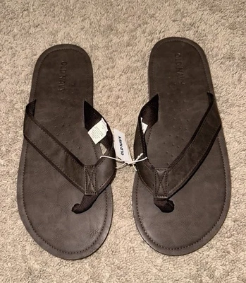 Chanclas de cuero sintético marrón oscuro talla 10-11 azul marino antiguo para hombre nuevas con etiquetas Foto 1 de 4