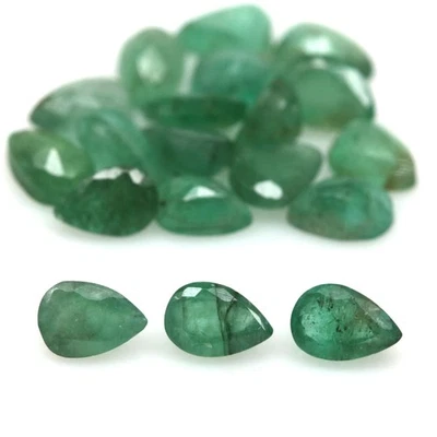 9,26 quilates 19 piezas pera esmeralda verde Zambia sin calefacción Foto 1 de 4