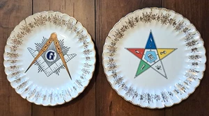 Piatti da collezione vintage anni 60 massonici e stelle orientali bordo 23K Sanders Co Nashville - Foto 1 di 6