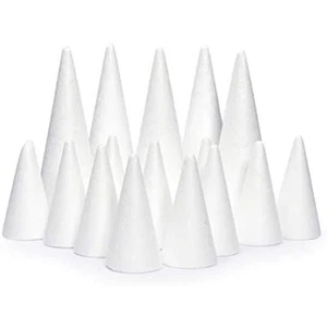 White Craft Foam Cones for Crafts, 2 Sizes (18 Pack) - Picture 1 of 6