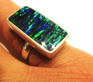 STERLING SILVER LARGE OPAL TRIPLET STATEMENT RING DAVID SCOTT WALKER SUPERB R - Picture 1 of 6