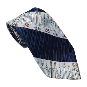 Corbata Wembly azul patrón de rayas geométricas para hombre corbata vintage 53x4" - Imagen 1 de 5