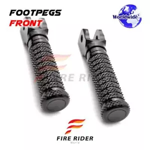CNC Black Front Foot Pegs M-GRIP For Kawasaki Vulcan 900 Custom 15 16 17 18 19 - Picture 1 of 6