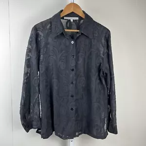 Blusa grande Robert Kitchen Canada negra Burnout con botones para mujer - Imagen 1 de 5