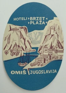 Original Vintage Luggage Label/Sticker Hotel Brzet Plaza Omis Jugoslavija - Picture 1 of 2