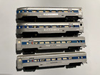Tyco Ho Amtrak Passenger Cars Blue And Silver 4 Total From Estate. Old