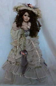 DE COLECCIÓN PORCELANA Southern BELLE CON FALDA ARO Y GALAS 22 PULGADAS DE ALTO - Imagen 1 de 6
