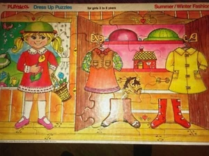 1981 PlaySkool Puzzle Dress Up Girl Play Children Summer & Winter Fashion - Picture 1 of 10