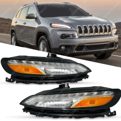 Luces de estacionamiento LED DRL para parachoques Jeep Cherokee 14-18 luces de señal de giro Foto 1 de 4
