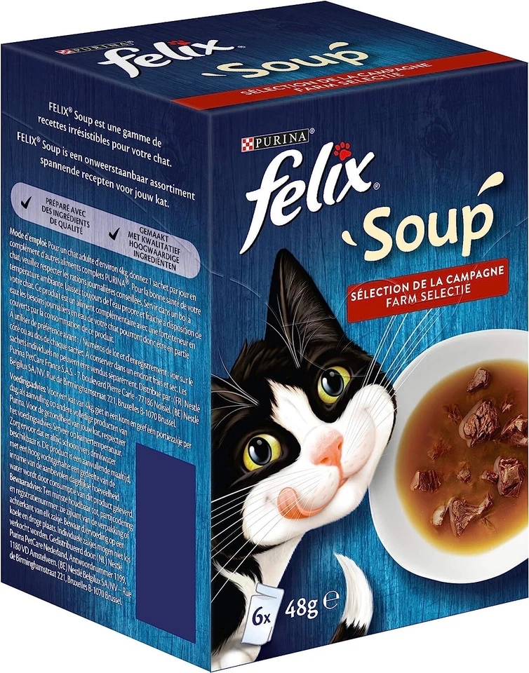 FELIX Soup Geschmacksvielfalt vom Land mit Rind Huhn Lamm 8er Pack (8 x 48g)