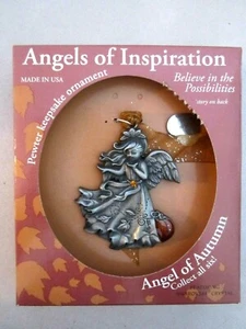 Angels Of Inspiration Pewter Keepsake Ornament. Autumn W Swarovski Crystal NEW! - Picture 1 of 3