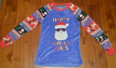 Top de felpa manga larga Papá Noel Happy Holla Days Secret Treasures para mujer talla pequeña Foto 1 de 3