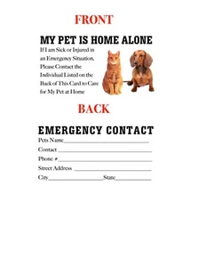 Billetera de identificación de emergencia impresa personalizada para mascotas perros gatos solo en casa tarjetas de alerta médica - Imagen 1 de 1