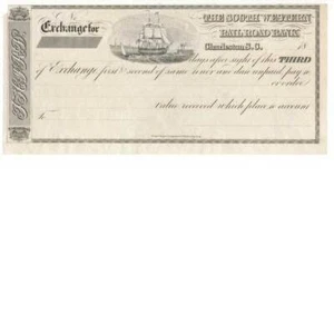 1830er South Western Railroad Bank, unbenutzter Wechselschein, Charleston SC - Bild 1 von 5