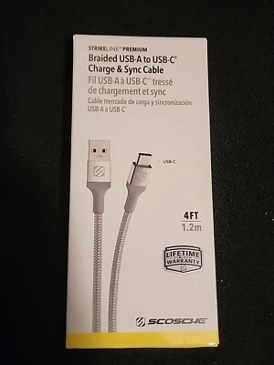 SCOSCHE Charging & Sync Cable USB-A to USB-C - Braided - black 4 Feet - Image 1 of 4