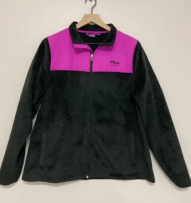 Chaqueta polar Fila Sport negra rosa para mujer talla grande Foto 1 de 4