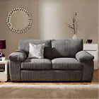 Amalfi Jumbo Cord Grey 3+2 Seater Fabric Sofa In Grey With Cushions