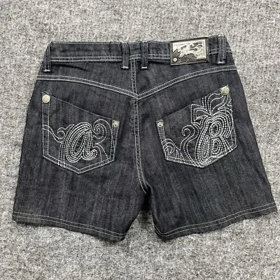 Apple Bottoms Shorts Womans 5/6 Blue Stretch Denim Hip Hop Rap - Image 1 of 4