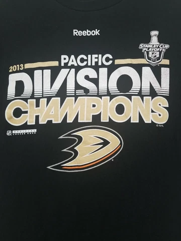 ANAHEIM DUCKS MENS SHIRT BLACK LARGE L COTTON 2013 NHL PACIFIC DIVISION CHAMPS Cover