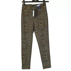 M&S Leggings Brown Pattern Skinny Fit Size 8 10 12 14 Short Reg Long rrp £25 - Picture 1 of 5