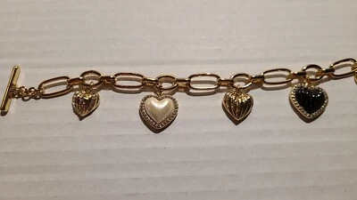 Pulsera Ann Klein Tono Dorado Perla Cristal Corazón Dijes NUEVO Foto 1 de 4